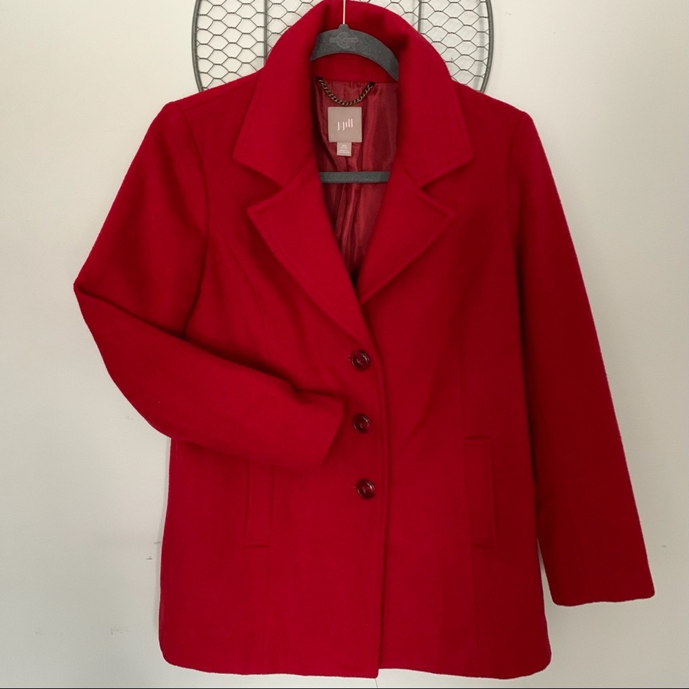 J. Jill Red Wool Pea Coat